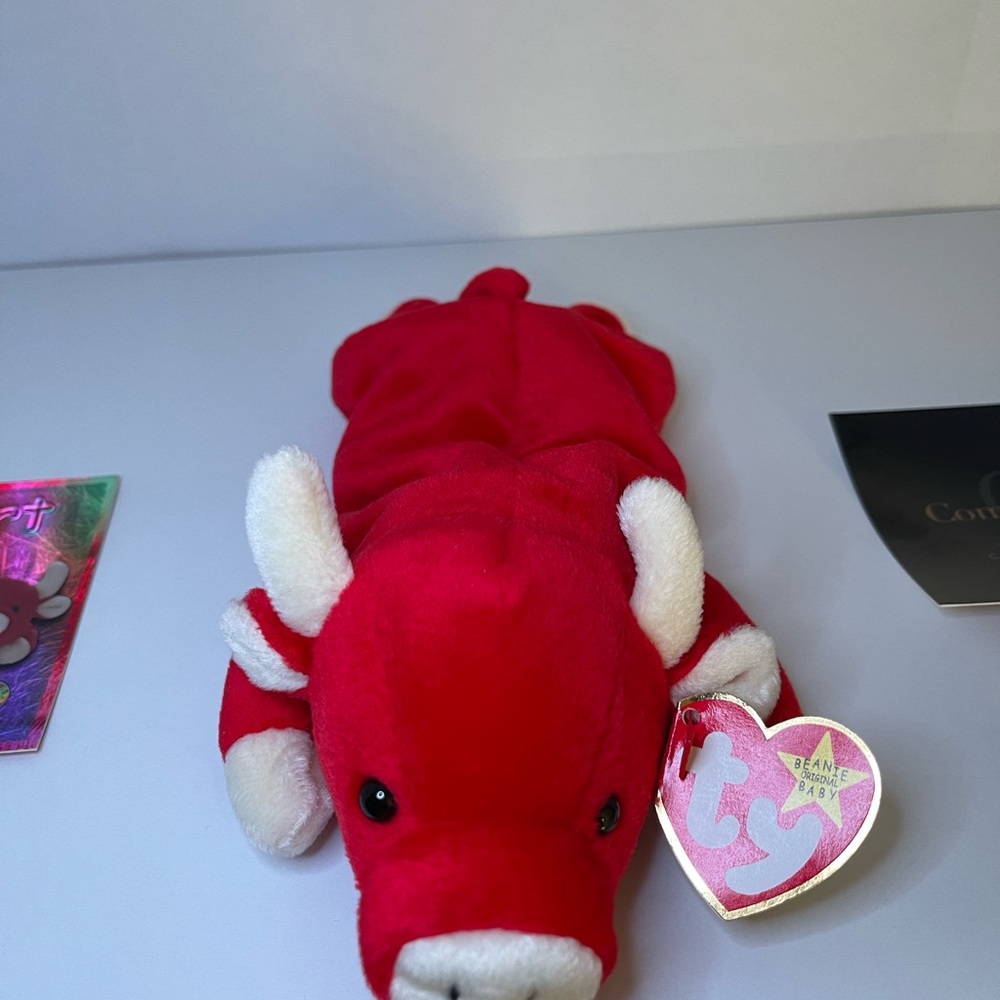 RARE TY ORIGINAL BEANIE BABY - Snort the Bull w/McDonald’s Ty beanie!!